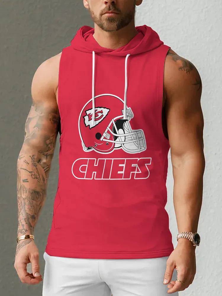 Kansas City Chiefs Men's  Casual Comfy Sleeveless Hooded Tank Top