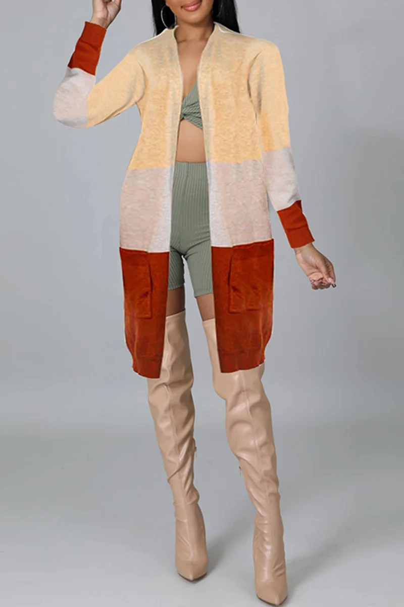 Multicolor Fashion Casual Patchwork Cardigan Outerwear | EGEMISS