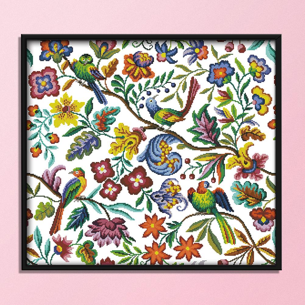 

Birds and Flowers - 14CT Stamped Cross Stitch - 59*55cm, 501 Original