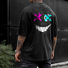 Smiley Face Back Print Oversized T-shirt by Inlyline