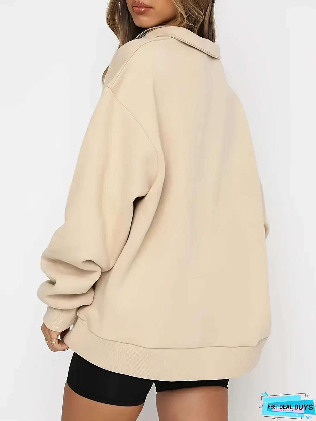 Oversized Sweatshirts Casual Drop Shoulder Long Sleeve Solid Pullover Womens Clothing
