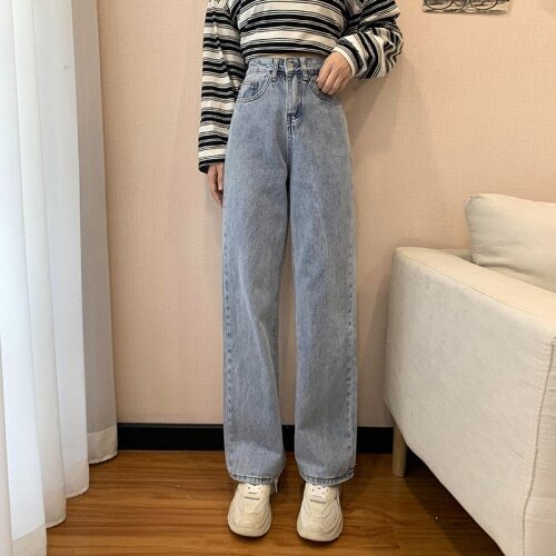 Women Vintage Jeans Wide Leg Loose Harajuku Casual Straight White Denim Trousers Korean Ulzzang Streetwear High Waist Pantalones