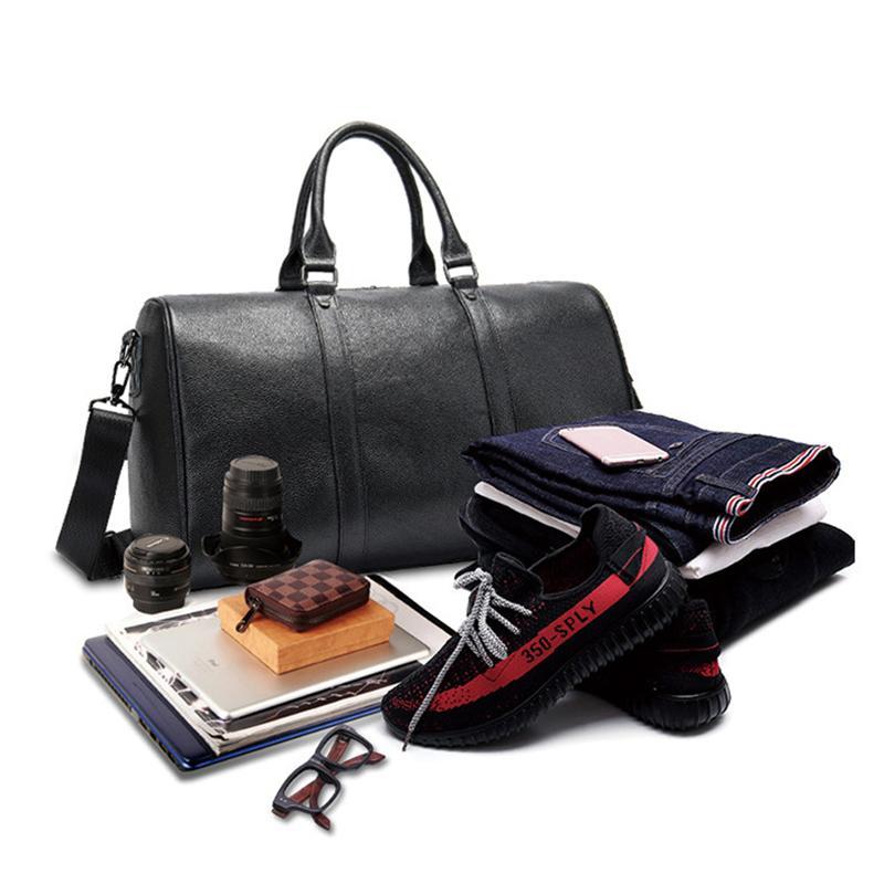 Leather Large Capacity Solid Color Duffel Bags Travelling Bag