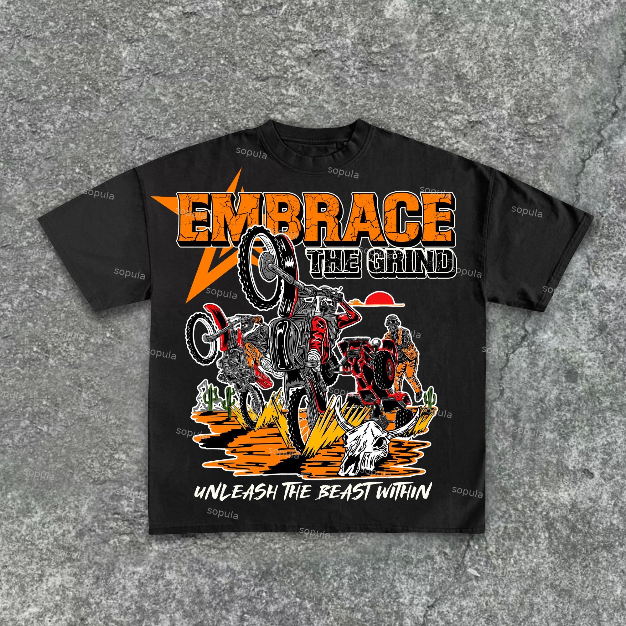 Vintage American Graphic - Embrace The Challenge Cotton T-Shirt - SOPULA