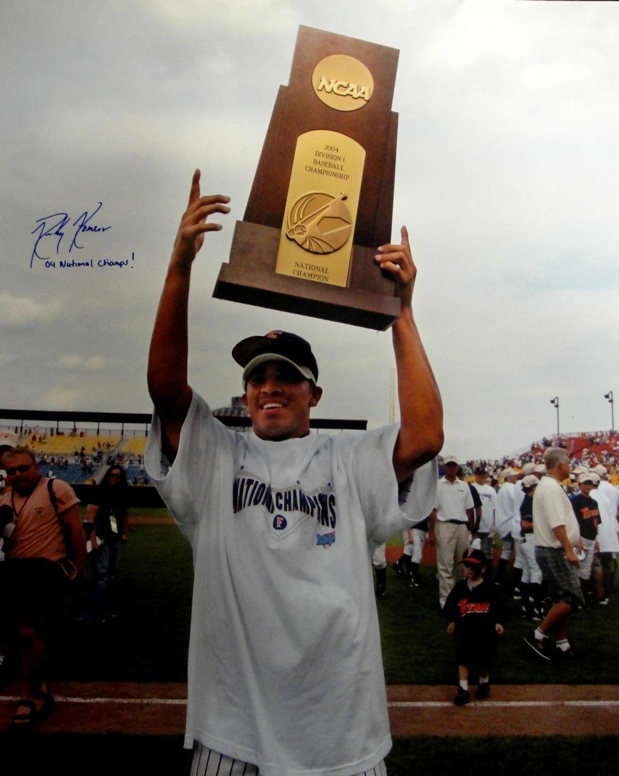 Ricky Romero Hand Signed Autographed 16x20 Photo Poster painting Holding Up trophy
