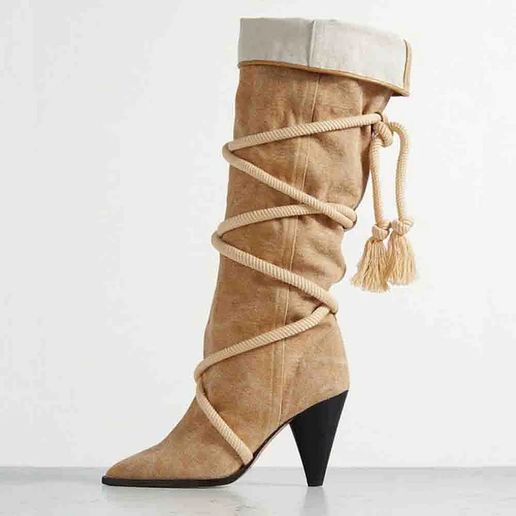 Maken Stiletto Heels Round Toe Lace Up Platform Canvas Chuck Booties with  Side Zipper - Pink in Sexy Boots - $96.79