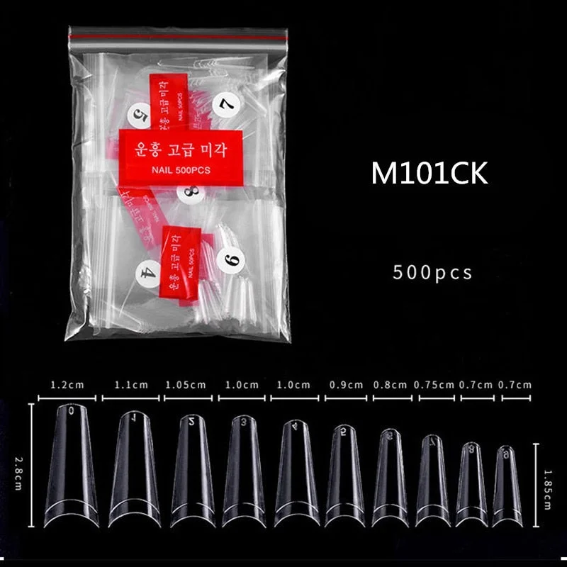 500Pcs False Nail Extension French Natural Transparent Stiletto Coffin False Nails Tips Long Acrylic UV Gel Nail Polish Manicure-Nail Inspo