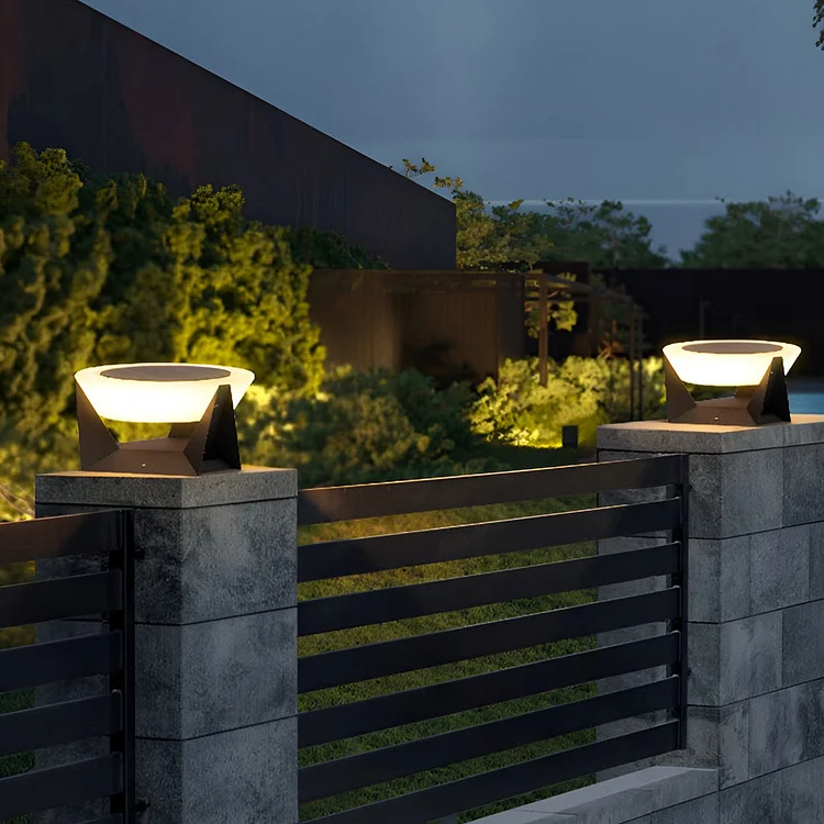 Waterproof LED Gray Modern Outdoor Solar Deck Post Lights Pillar Light - Appledas