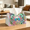 DIY Diamond Art Tissue Box Holder Butterfly PULeather Diamond Art Desktop Organizer Resin Rhinestone Storage Organizers Gem Art Home Office Decor Craft Gift for Women