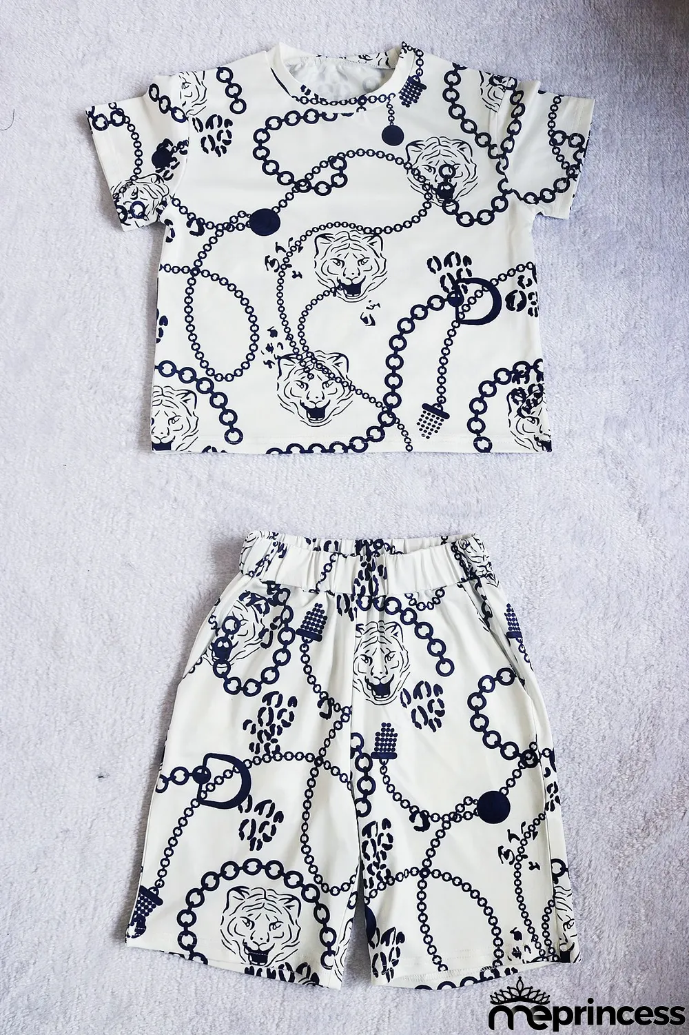 Kids Print Short Sleeve Shorts Two Piece Set GYMF-