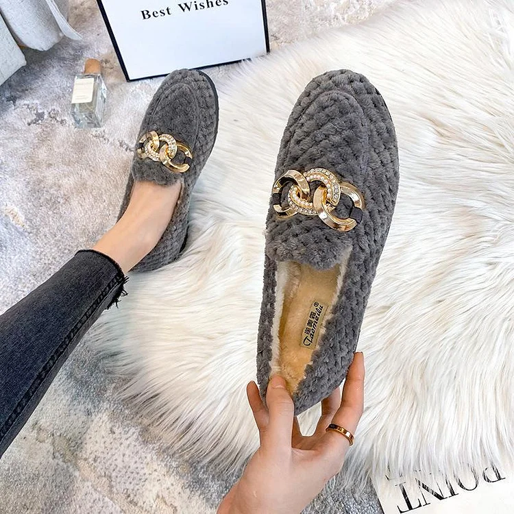 vanccy Furry Flats Loafers Fu61 QueenFunky