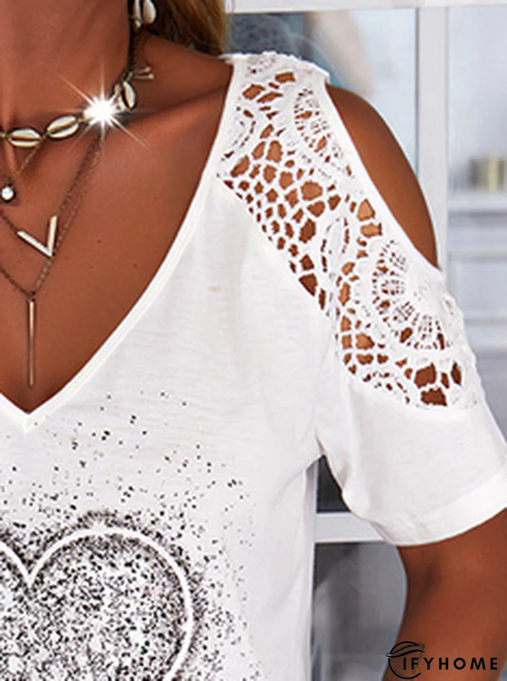 Loose V Neck Casual Abstract Tunic Blouse | IFYHOME