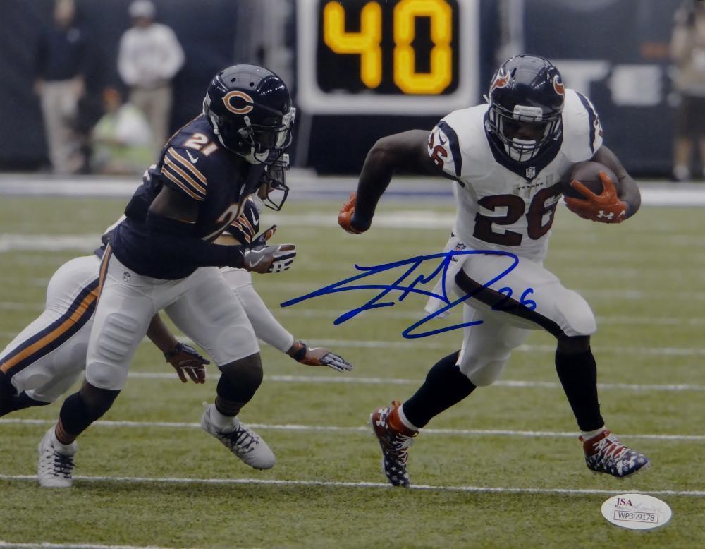 Lamar Miller Signed *Blue Houston Texans 8x10 Breakaway Run Photo Poster painting- JSA W Auth