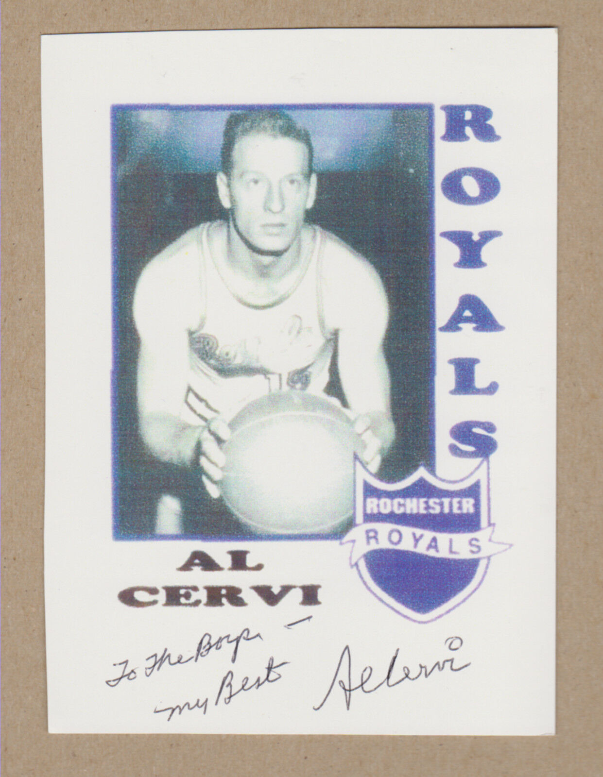 Al Cervi signed 4x5.5 inches color Photo Poster painting(DEC)-Rochester Royals