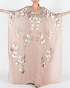 Delicate Rhinestone Embroidery Sequin Floral Appliqué Kaftan