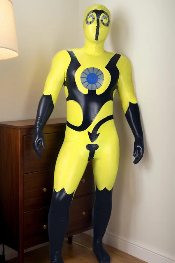 Men Latex Catsuits Alien Total Body Nipple Zips