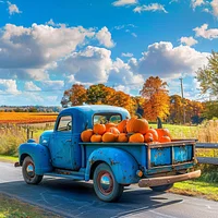 Pumpkin Truck in Fall - Diamond Painting