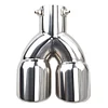 Dual Exhaust Tip Rolled Edge Slant Cut Tailpipe Tip 3 inch Inlet (Silver)