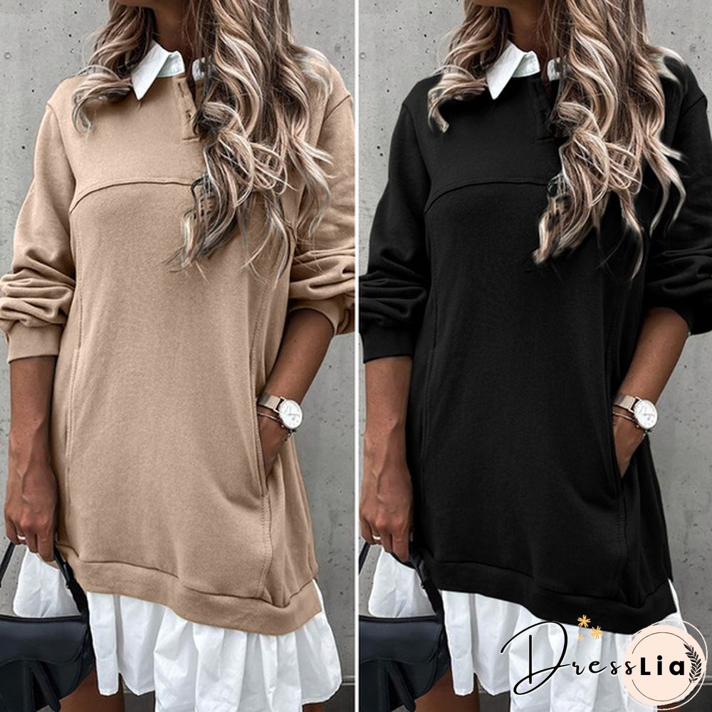 ZANZEA Women Autumn Loose Full Sleeve Sweater Casual Plain Holiday Sweatshirt Dress Plus Size