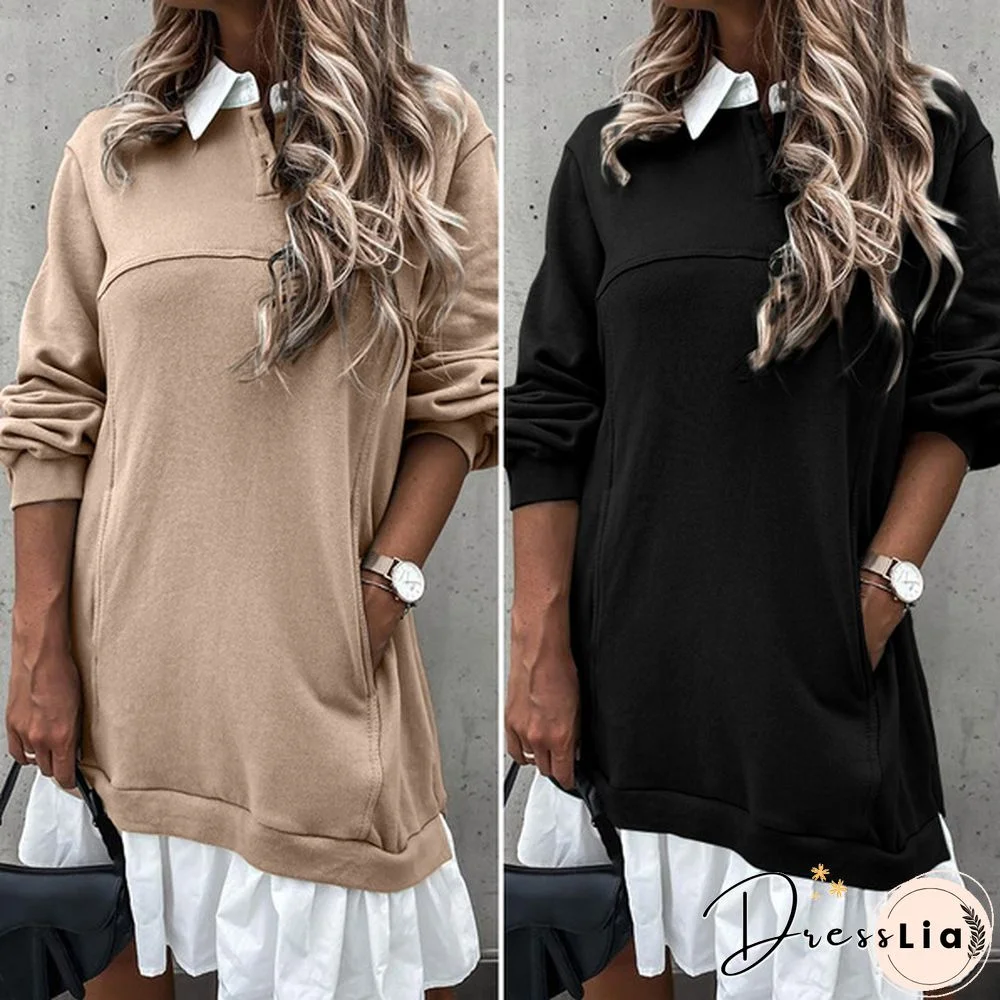 ZANZEA Women Autumn Loose Full Sleeve Sweater Casual Plain Holiday Sweatshirt Dress Plus Size