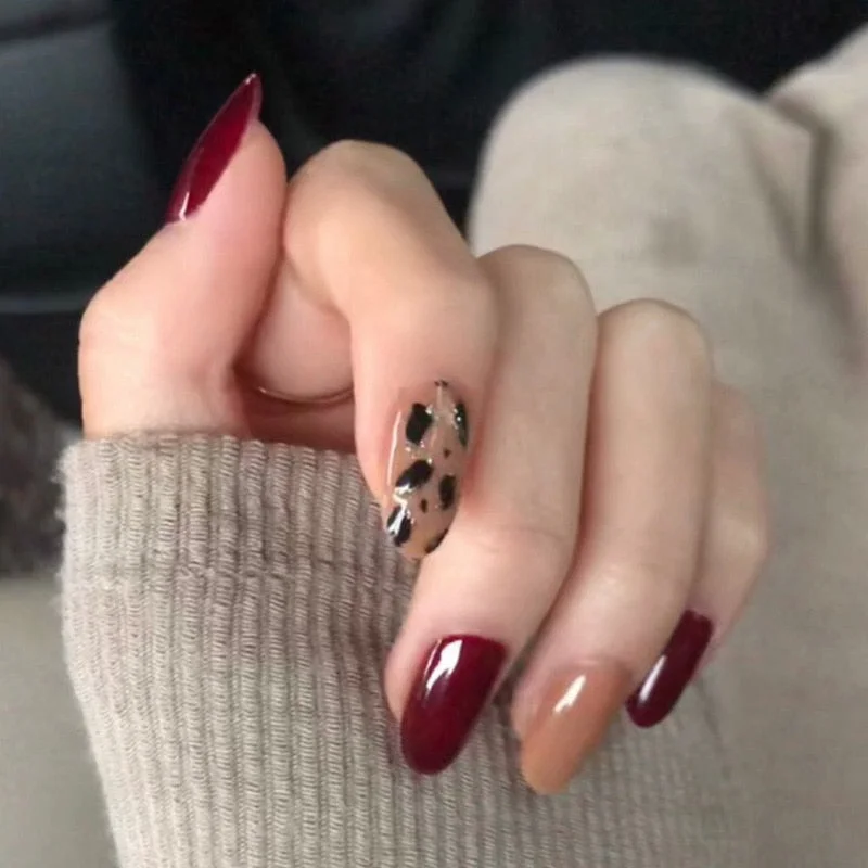 24pcs false press on nails pink color oval head Mid-length Wear  Finished product wearable full cover fake nail tips for girls 515-1-Nail Inspo