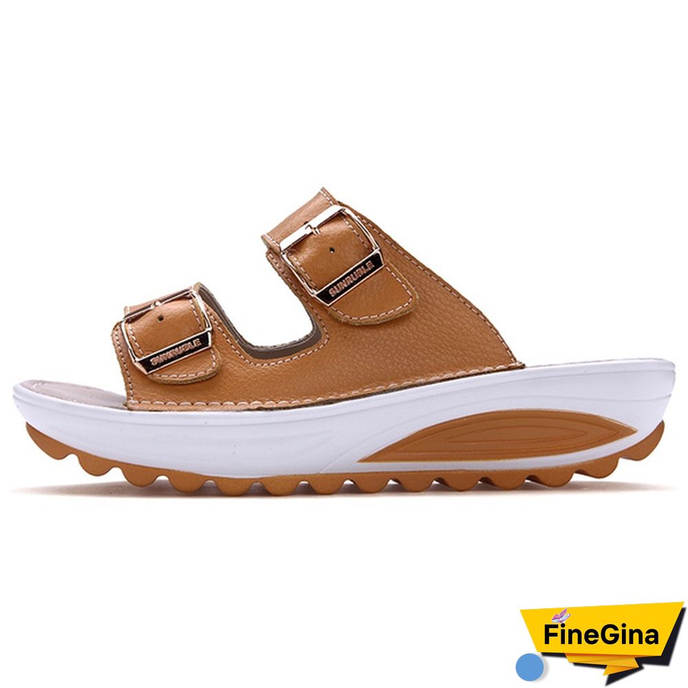 Women Fashion Casual Shoes Slippers Leather Sandals Summer Shoes Plus Size 35-42