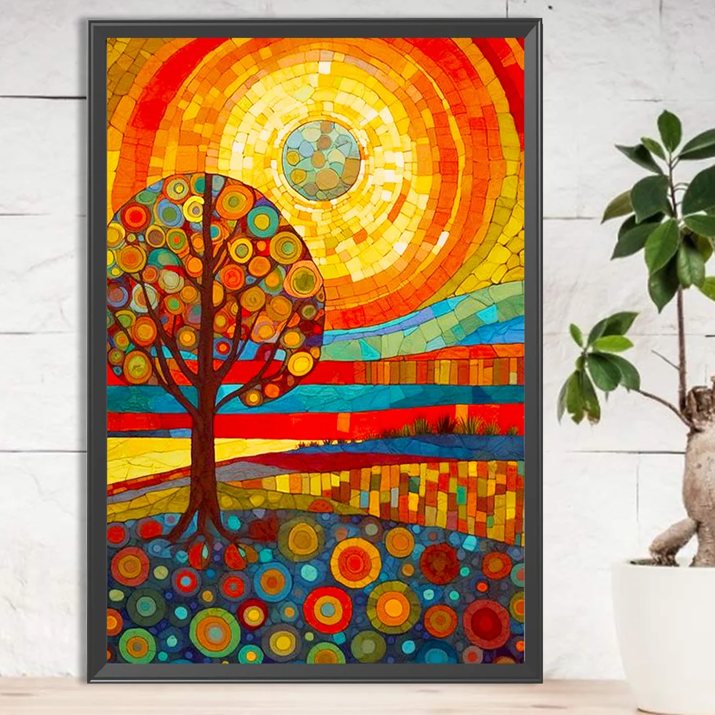 Diamond Painting - Full Round Drill - Stained Glass Tree(Canvas|40*60cm)