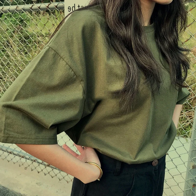 Brownm Brownm Summer Dress New Korean Embroidered Short-Sleeved T-Shirt Women's T-Shirt Ins Tide Loose Plus Size Student Half Sleeve Jacket