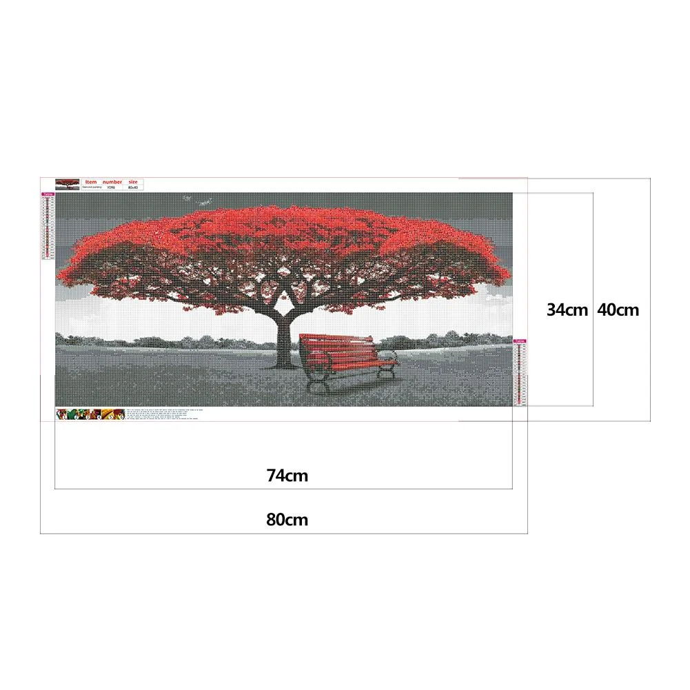 Diamond Painting - Full Round Drill - Red Tree(80*40cm)