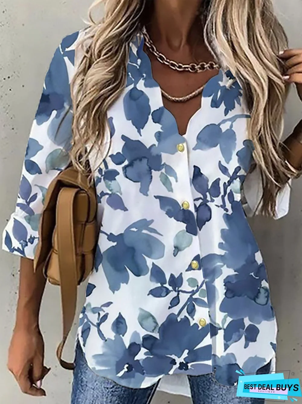 Casual V Neck Floral shirt & Tunic Top