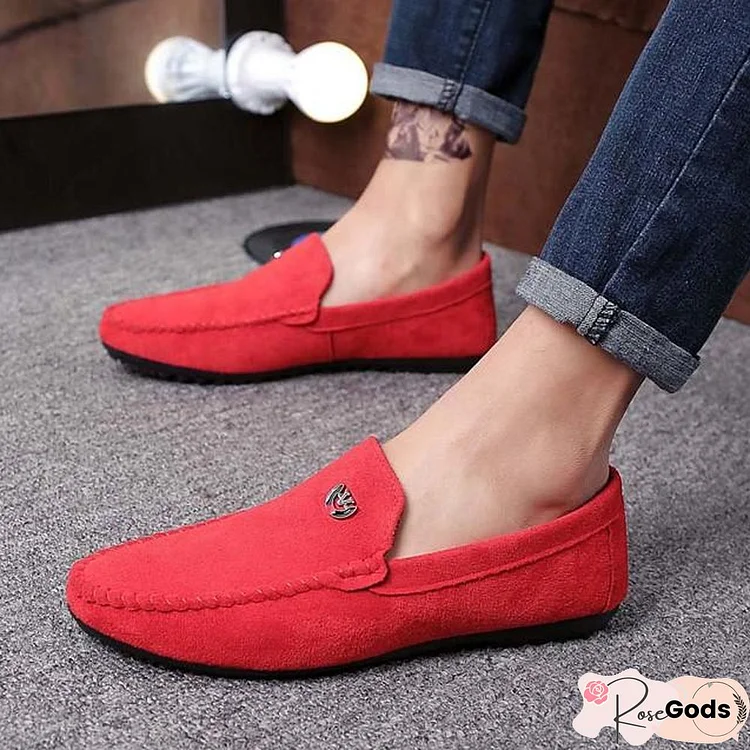 Men's Summer / Fall Casual / Vintage Daily Office & Career Loafers & Slip-Ons Walking Shoes Suede Breathable Wear Proof Black / Red