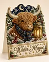 6pcs DIY Christmas Highland Bull Diamond Painting Christmas Greeting Card