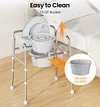 Soundfuse Bedside Commode chair with Sturdy Dual-Crossbar Support, 3 in 1 commode toilet for seniors with 7.5Qt Bucket, 350 Lbs Stable Potty Chair for Adults, Silver