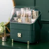 Home Table Storage Large Capacity Makeup Bottles Plastic Organizer with Cover and Drawer