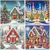 (US Local)4pack Xmas House-Crystal Rhinestone Diamond Painting(30x30cm)
