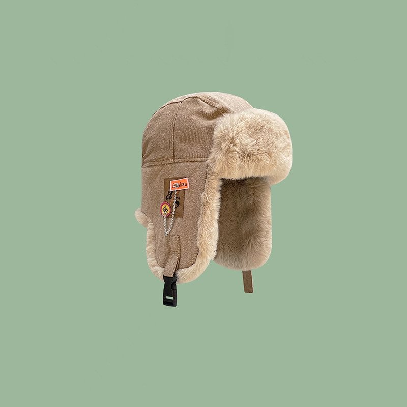 Rachel Thickened Winter Fur Hats - Khaki