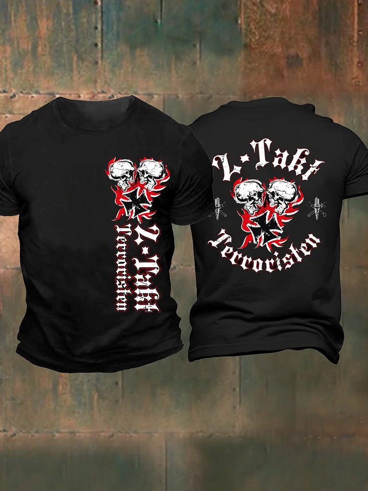 2-Takt-Terroristen bedrucktes Kurzarm-T-Shirt f&uuml;r M&auml;nner
