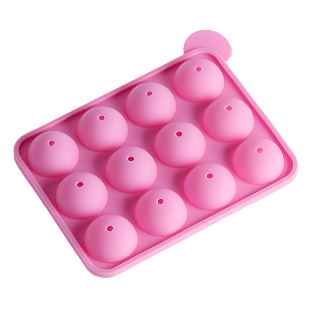 

Silicone Lollipop Mold 12-Cavity Ball Chocolate Jelly DIY Mould Tray, Pink, 501 Original