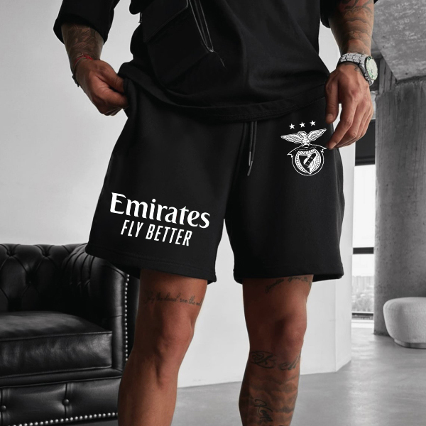  Men's Casual Shorts with Sporty Logo and Slogan for Summer Wear