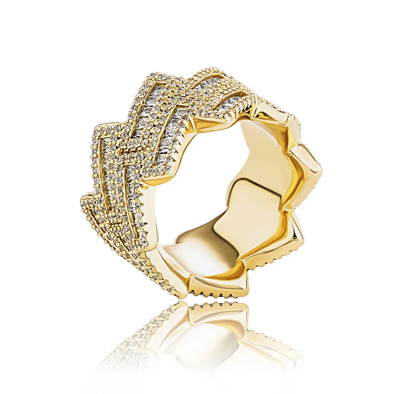 Full Diamond Step Zirconia Geometric Ring Rhombus Solid Ring-VESSFUL