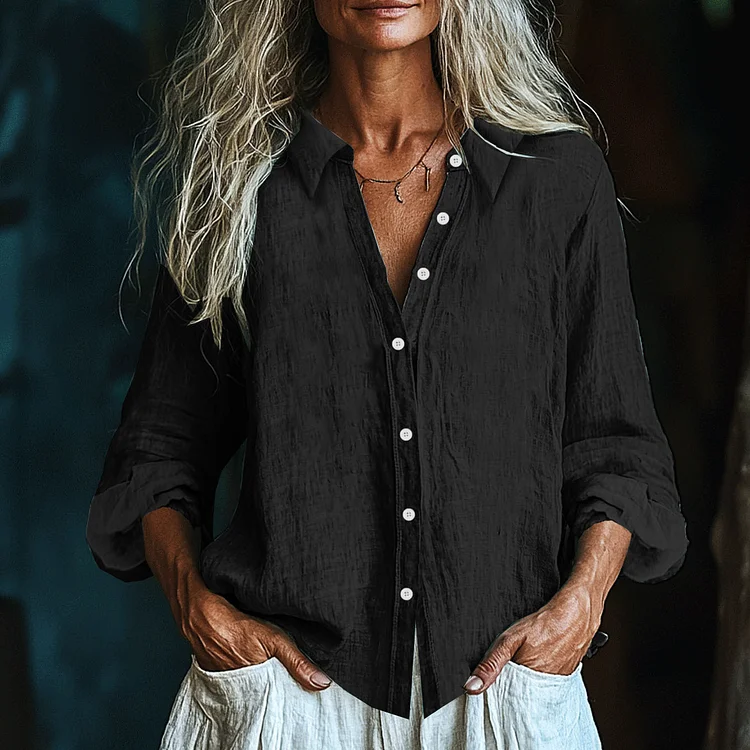 Vintage Elegant Art Linen Ruffle Shirt