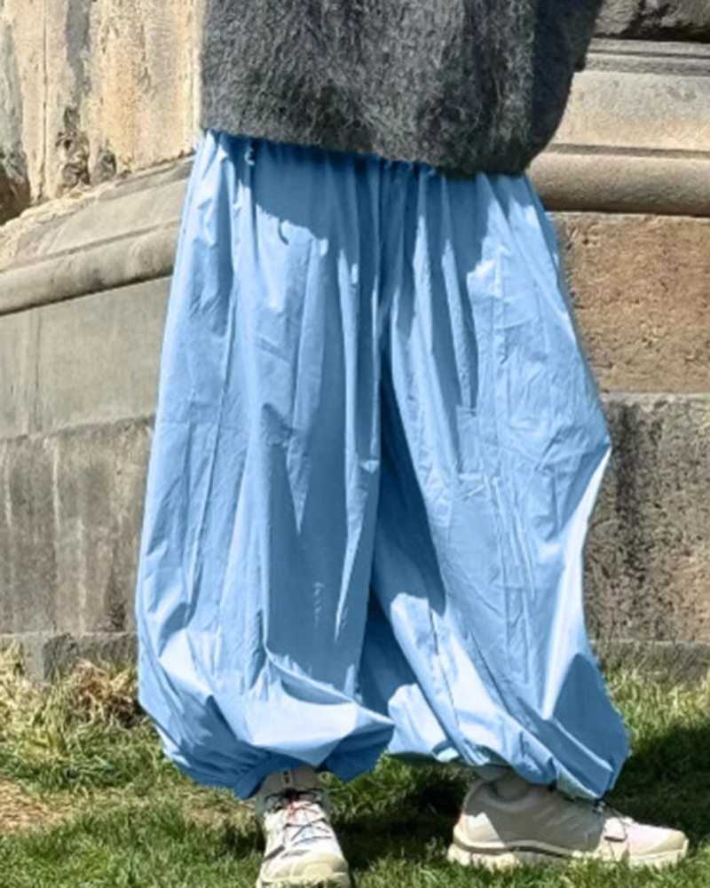 Balloon Silhouette Solid Color Pants