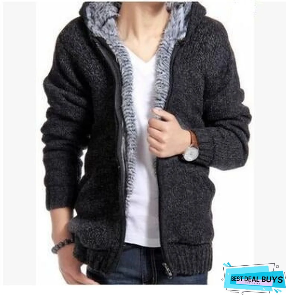 Warm Men's Sweater Hooded Coat