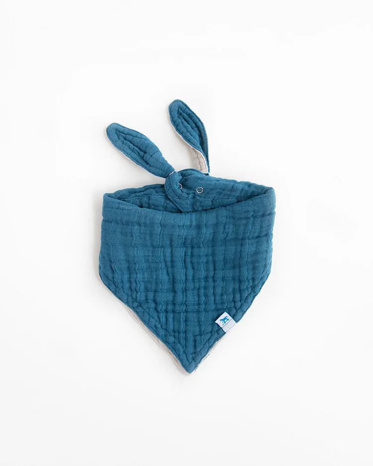 Cotton Muslin Reversible Bandana Bib - Lake