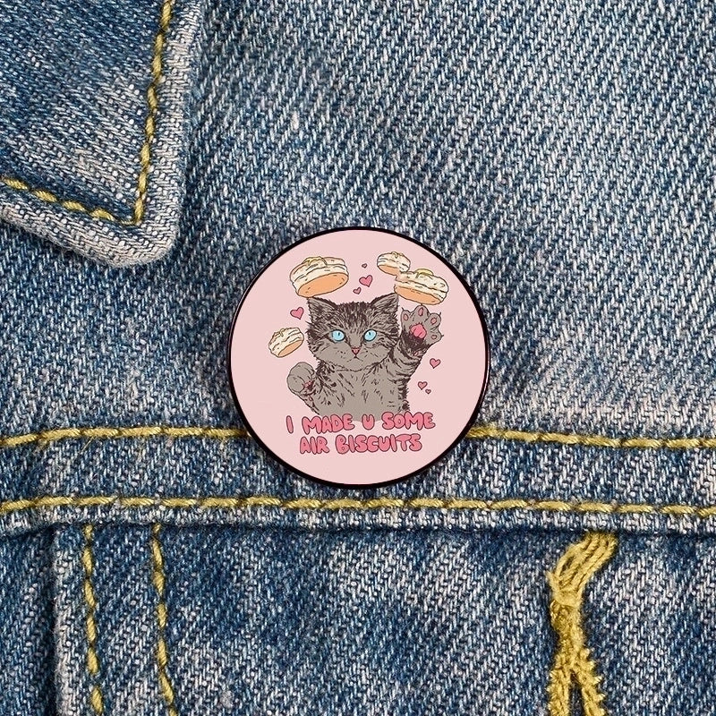 Cartoon Style Pin Cat Zinc Alloy Printing Unisex Brooches