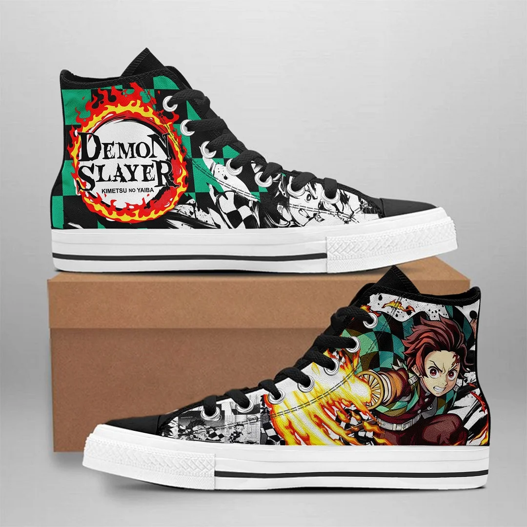 Tanjiro Fire High Top Shoes Custom Anime Demon Slayer Sneakers
