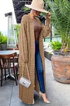 Women's Long Knit Solid Color Dual Pocket Cardigan