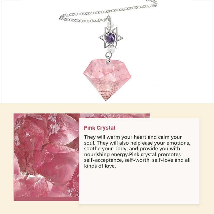 Amethyst Pink crystal Fluorite Pendulum