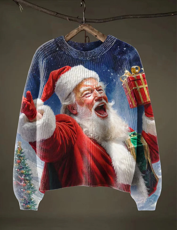 Women's Funny Santa Christmas Art Print Shirt