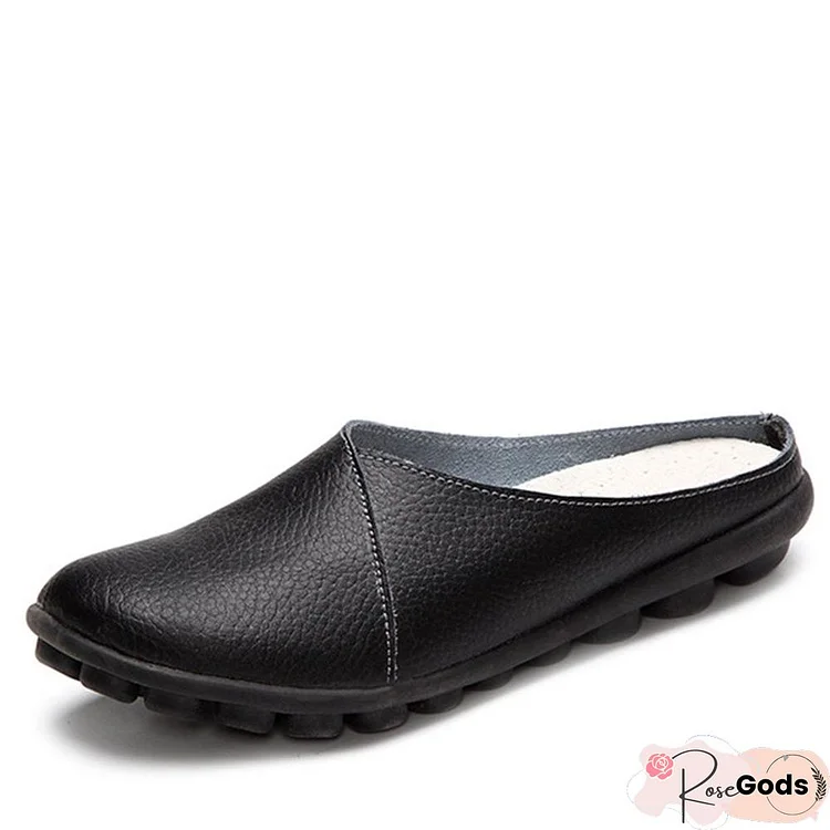 Slip-On Women's Leather Slippers